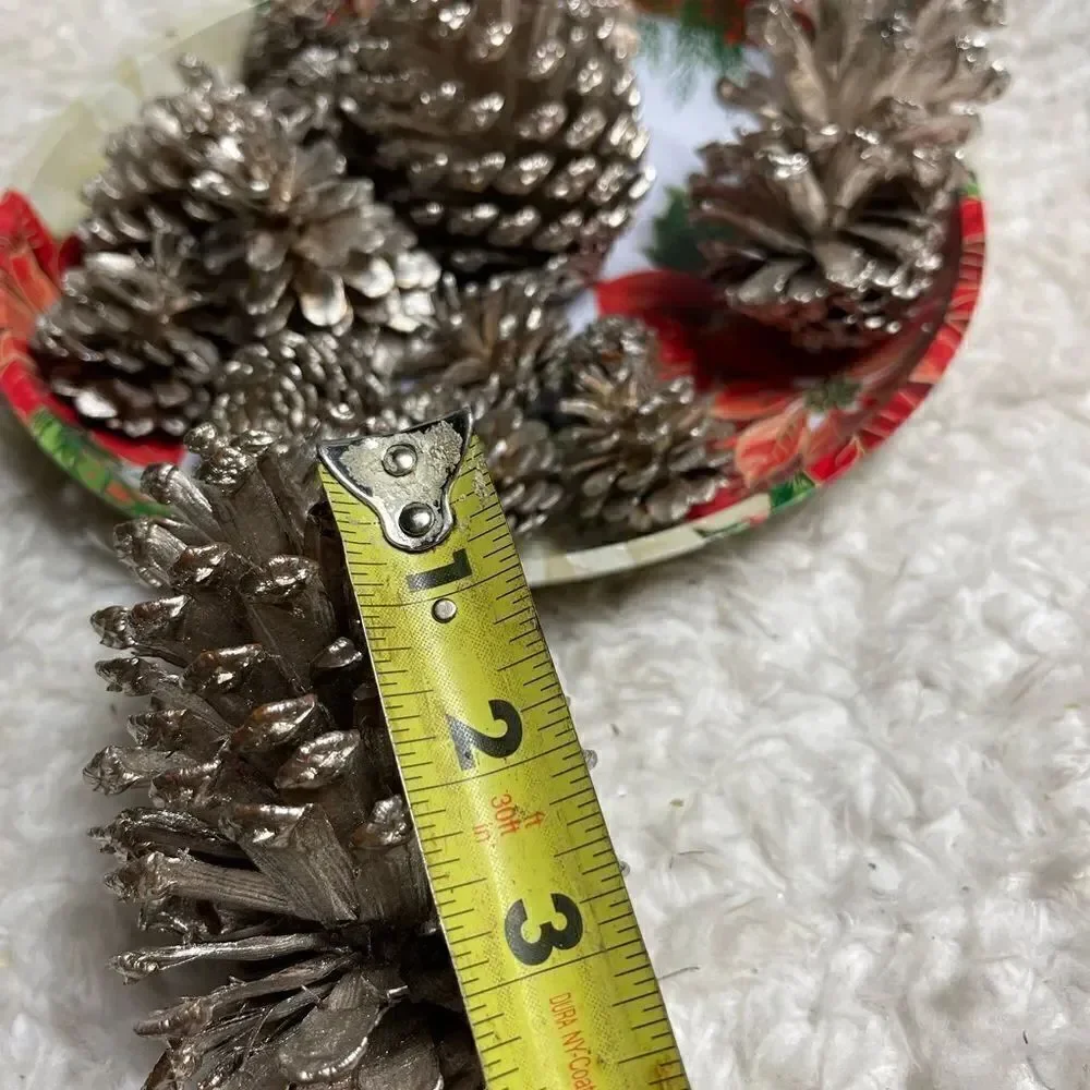 Set of 14 silvery gold Pine Cones 4,3,2” for Holiday Home Decor